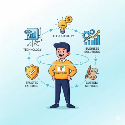 Taxufiling for ITR filing, GST, HR and Payroll, Compliance and Registration.